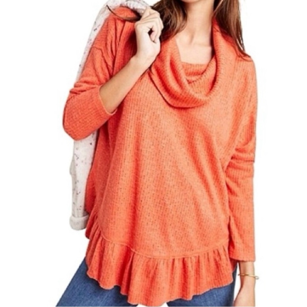 Anthropologie Addie Ruffled Hacci Pullover by Maeve - EUC